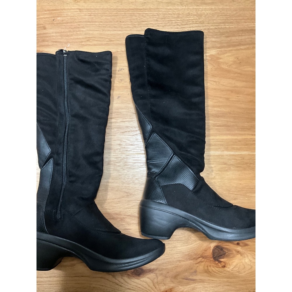 Bzees Wish List Black Tall Knee High Wedge Boots Womens 8M